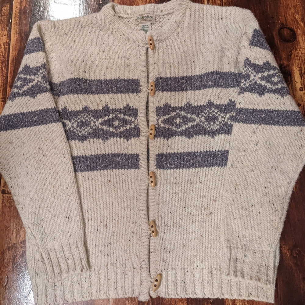 St. John's Bay Women's Natural and Denim Blue Cardigan Size M